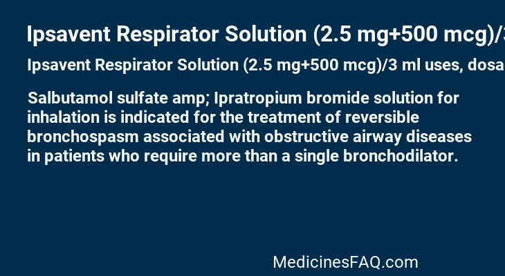 Ipsavent Respirator Solution (2.5 mg+500 mcg)/3 ml