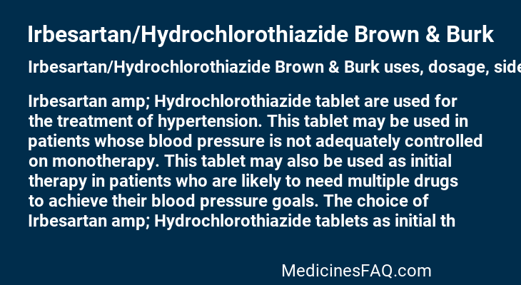 Irbesartan/Hydrochlorothiazide Brown & Burk