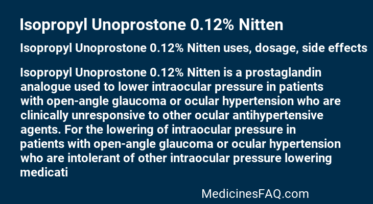 Isopropyl Unoprostone 0.12% Nitten