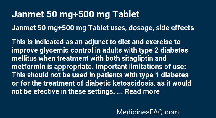 Janmet 50 mg+500 mg Tablet