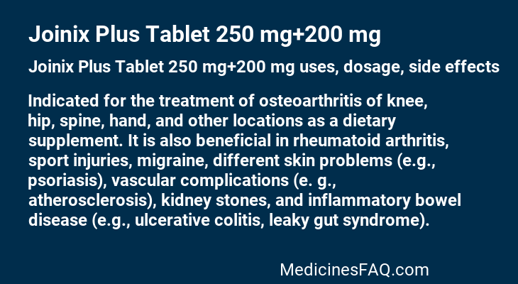 Joinix Plus Tablet 250 mg+200 mg