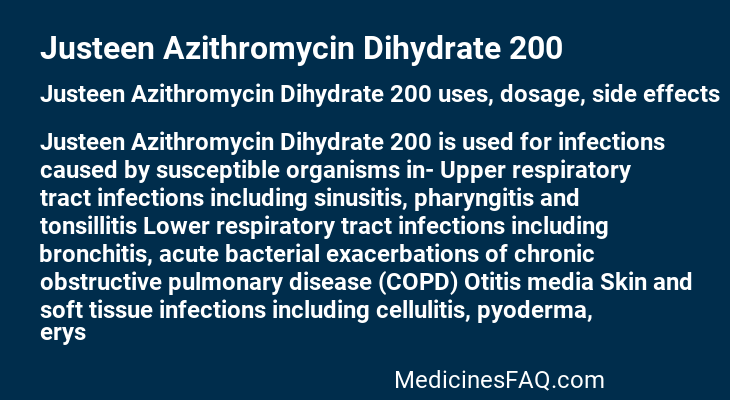 Justeen Azithromycin Dihydrate 200
