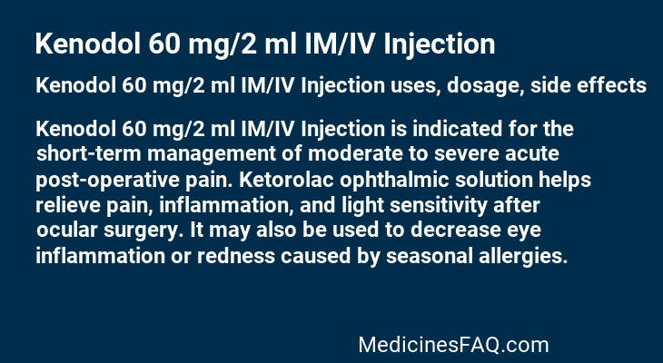 Kenodol 60 mg/2 ml IM/IV Injection