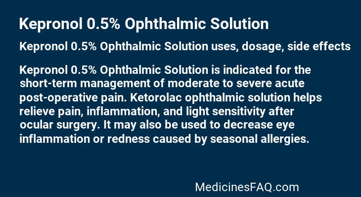 Kepronol 0.5% Ophthalmic Solution