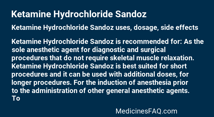 Ketamine Hydrochloride Sandoz