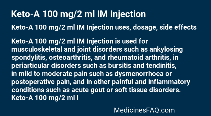 Keto-A 100 mg/2 ml IM Injection