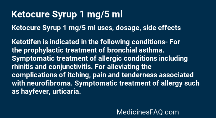 Ketocure Syrup 1 mg/5 ml