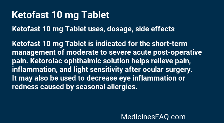 Ketofast 10 mg Tablet