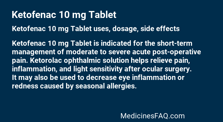 Ketofenac 10 mg Tablet