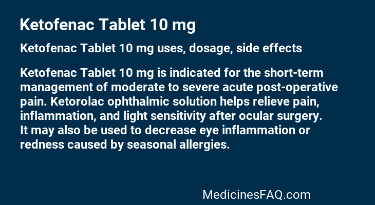 Ketofenac Tablet 10 mg