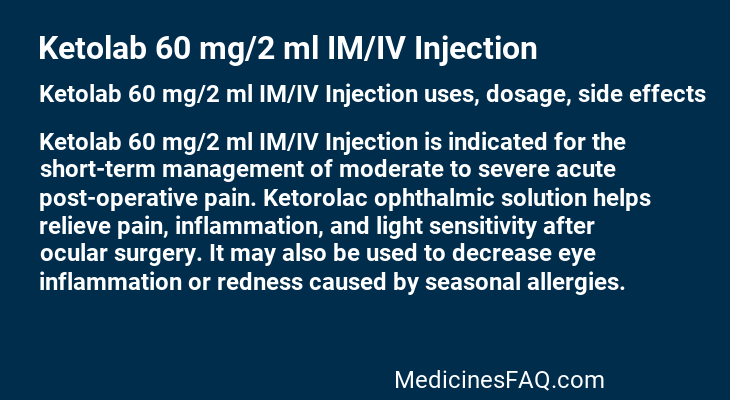 Ketolab 60 mg/2 ml IM/IV Injection