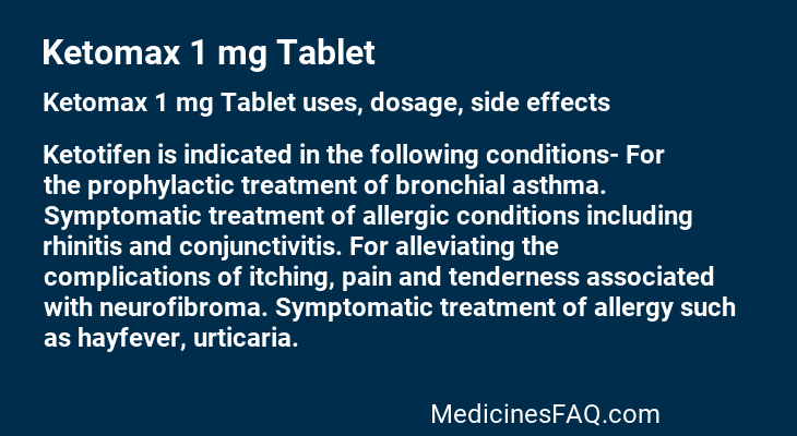 Ketomax 1 mg Tablet