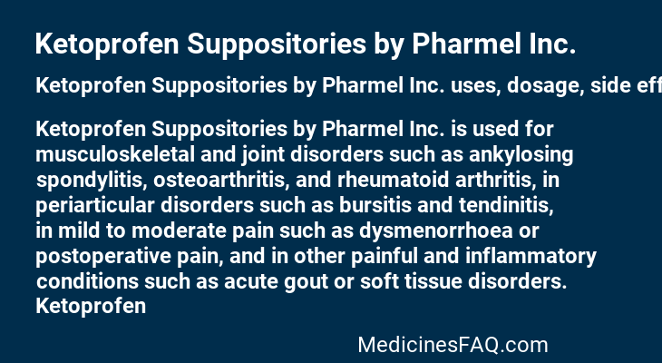 Ketoprofen Suppositories by Pharmel Inc.