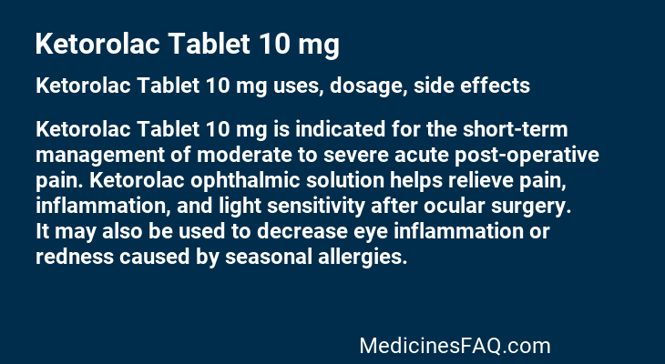 Ketorolac Tablet 10 mg