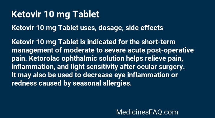 Ketovir 10 mg Tablet