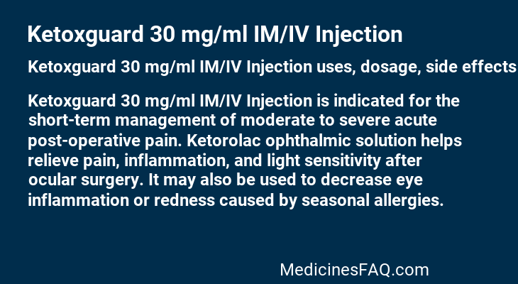 Ketoxguard 30 mg/ml IM/IV Injection