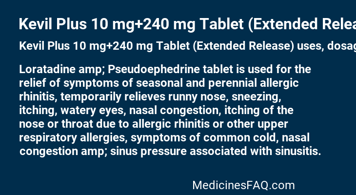 Kevil Plus 10 mg+240 mg Tablet (Extended Release)