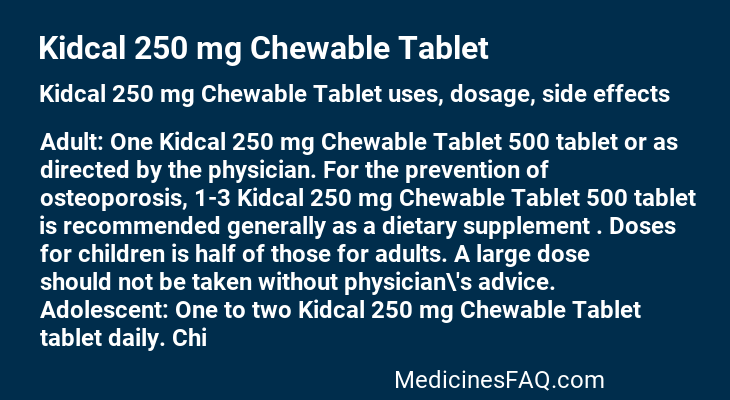 Kidcal 250 mg Chewable Tablet