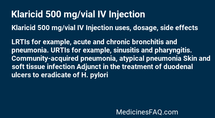 Klaricid 500 mg/vial IV Injection