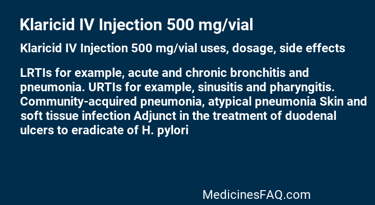 Klaricid IV Injection 500 mg/vial