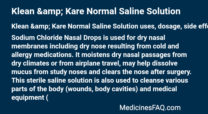 Klean & Kare Normal Saline Solution