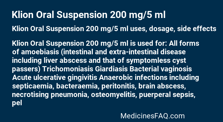 Klion Oral Suspension 200 mg/5 ml