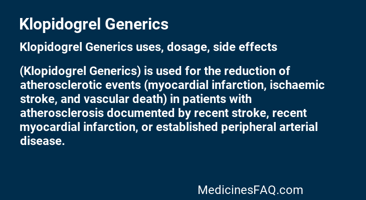 Klopidogrel Generics