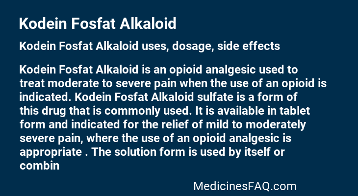 Kodein Fosfat Alkaloid