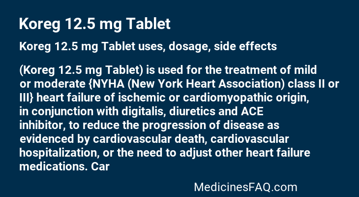 Koreg 12.5 mg Tablet