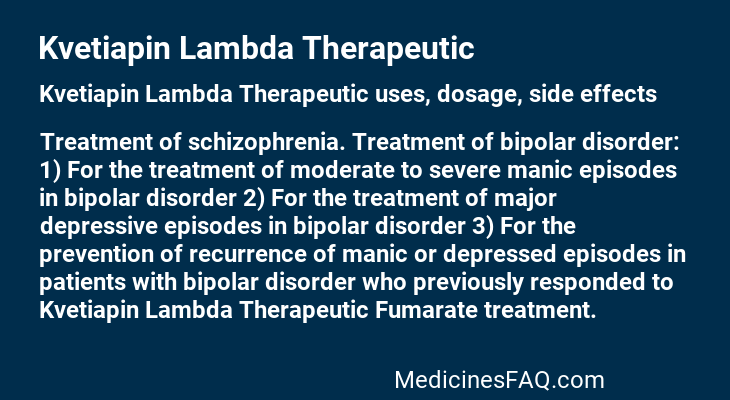 Kvetiapin Lambda Therapeutic