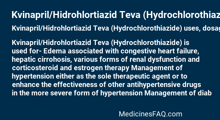 Kvinapril/Hidrohlortiazid Teva (Hydrochlorothiazide)