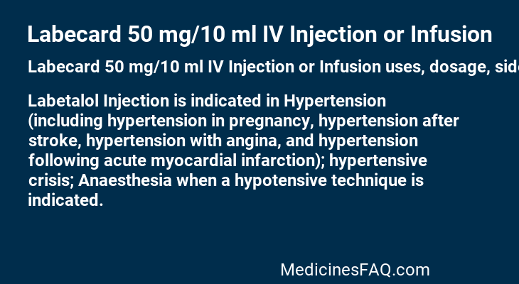 Labecard 50 mg/10 ml IV Injection or Infusion