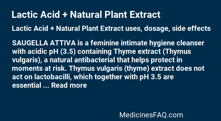 Lactic Acid + Natural Plant Extract