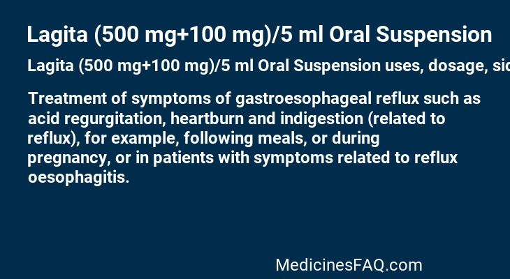 Lagita (500 mg+100 mg)/5 ml Oral Suspension