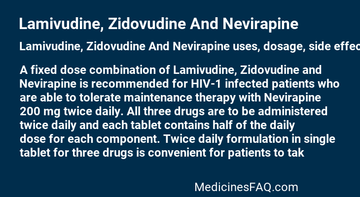 Lamivudine, Zidovudine And Nevirapine