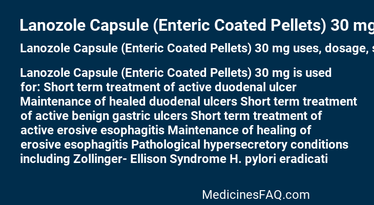 Lanozole Capsule (Enteric Coated Pellets) 30 mg