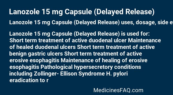 Lanozole 15 mg Capsule (Delayed Release)