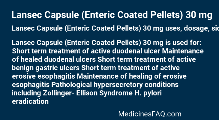 Lansec Capsule (Enteric Coated Pellets) 30 mg