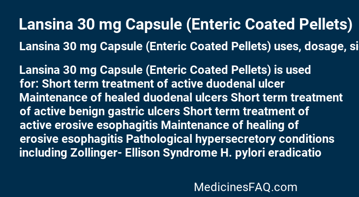 Lansina 30 mg Capsule (Enteric Coated Pellets)