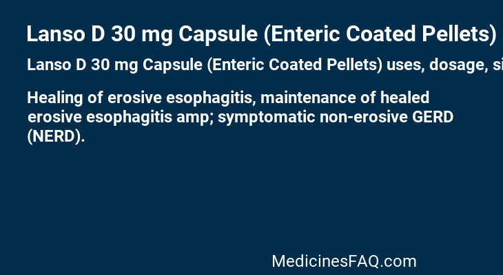 Lanso D 30 mg Capsule (Enteric Coated Pellets)