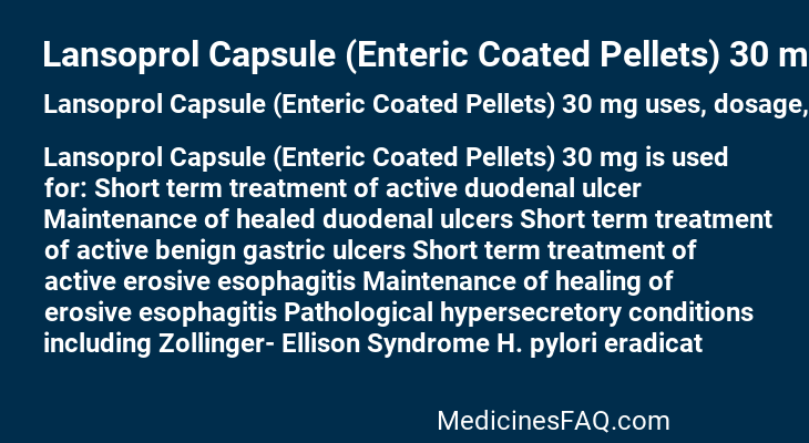 Lansoprol Capsule (Enteric Coated Pellets) 30 mg