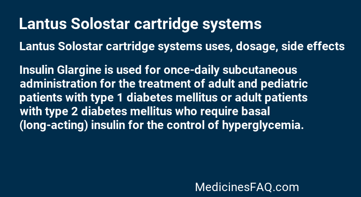 Lantus Solostar cartridge systems