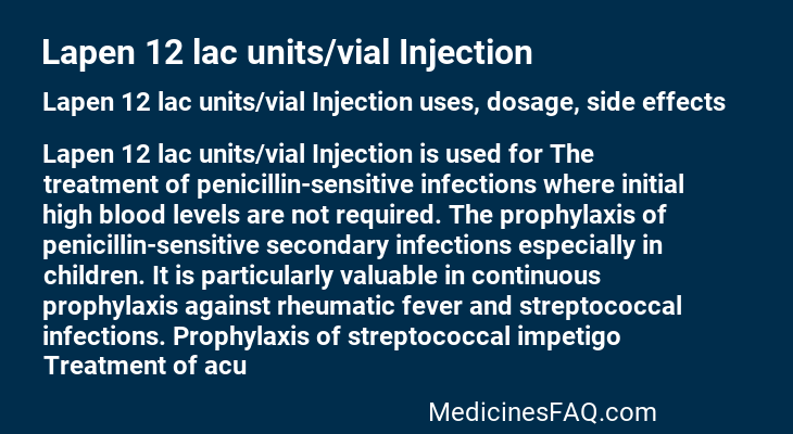 Lapen 12 lac units/vial Injection