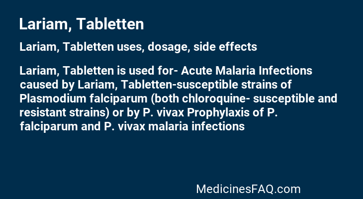 Lariam, Tabletten