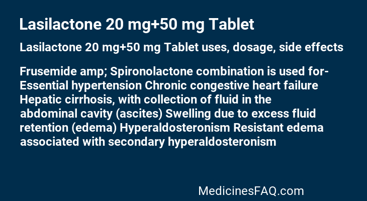 Lasilactone 20 mg+50 mg Tablet