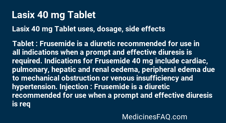 Lasix 40 mg Tablet