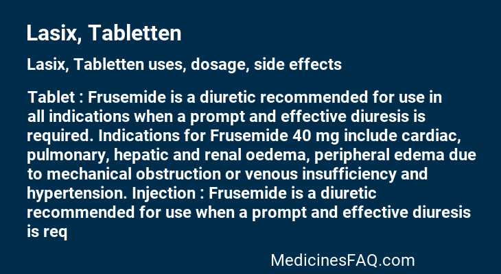 Lasix, Tabletten