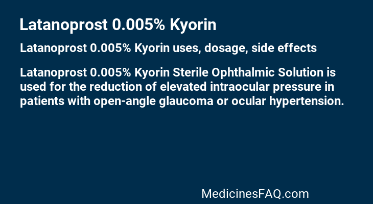 Latanoprost 0.005% Kyorin