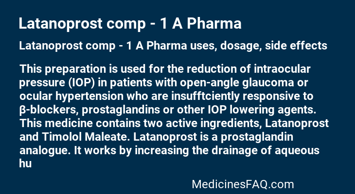 Latanoprost comp - 1 A Pharma