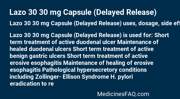 Lazo 30 30 mg Capsule (Delayed Release)